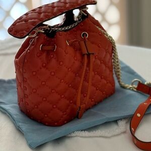 Chic Quilted Orange Hand Bag